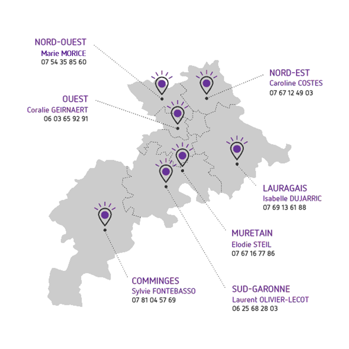 Carte des référents Cap Alternance de la MLHG